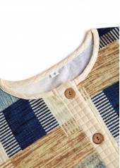 Light Yellow Button Geometric Print Long Sleeve Sweatshirt | thumb picture 