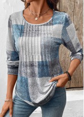 Multi Color Tummy Coverage Geometric Print T Shirt