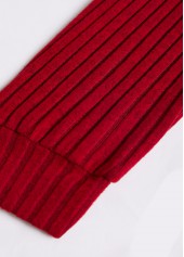 Wine Red Button Long Sleeve Split Neck Sweatshirt | thumb picture 