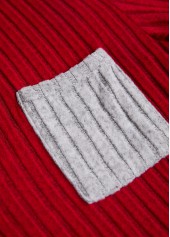 Wine Red Button Long Sleeve Split Neck Sweatshirt | thumb picture 