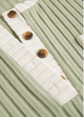 Sage Green Patchwork Long Sleeve Split Neck Sweatshirt | thumb picture 