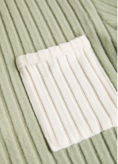 Sage Green Patchwork Long Sleeve Split Neck Sweatshirt | thumb picture 