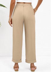 Light Camel Button Straight Leg High Waisted Pants | thumb picture 