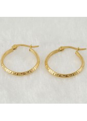 Golden Round Design Geometric Metal Earrings | thumb picture 
