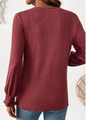 Brick Red Tuck Stitch Long Sleeve T Shirt | thumb picture 