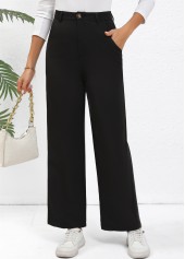 Black Button Straight Leg High Waisted Pants | thumb picture 