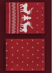 Christmas Wine Red Geometric Elk Print Scarf | thumb picture 