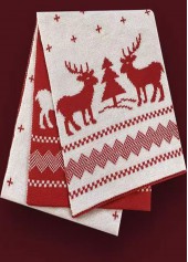 Christmas Wine Red Geometric Elk Print Scarf | thumb picture 