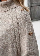 Light Camel Button Long Sleeve High Neck Sweater | thumb picture 