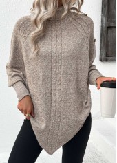 Light Camel Button Long Sleeve High Neck Sweater | thumb picture 