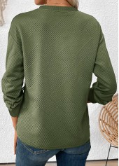 Olive Green Jacquard Long Sleeve Round Neck Sweatshirt | thumb picture 