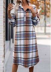 Plus Size Multi Color Tummy Coverage Plaid Dress | thumb picture 