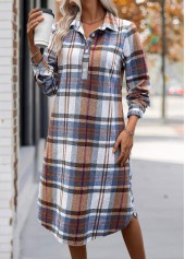 Plus Size Multi Color Tummy Coverage Plaid Dress | thumb picture 