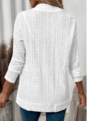 White Pocket Lace Long Sleeve Coat | thumb picture 