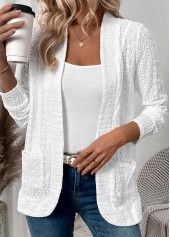 White Pocket Lace Long Sleeve Coat | thumb picture 