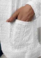 White Pocket Lace Long Sleeve Coat | thumb picture 