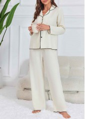 White Long Sleeve Lounge Top and Pants | thumb picture 