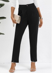 Black Button High Waisted Ankle-length Pants | thumb picture 