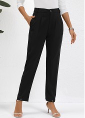 Black Button High Waisted Ankle-length Pants | thumb picture 