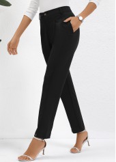 Black Button High Waisted Ankle-length Pants | thumb picture 
