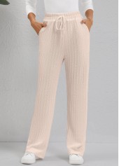 Beige Pocket Straight Leg Elastic Waist High Waisted Pants | thumb picture 