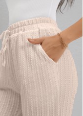 Beige Pocket Straight Leg Elastic Waist High Waisted Pants | thumb picture 