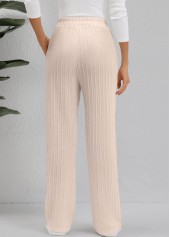 Beige Pocket Straight Leg Elastic Waist High Waisted Pants | thumb picture 