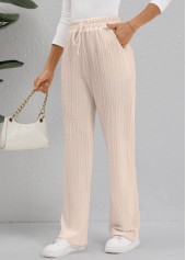 Beige Pocket Straight Leg Elastic Waist High Waisted Pants | thumb picture 