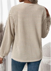 Light Coffee Jacquard Long Sleeve Round Neck T Shirt | thumb picture 
