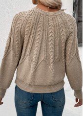 Long Sleeve Light Camel Round Neck Sweater | thumb picture 