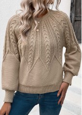 Long Sleeve Light Camel Round Neck Sweater | thumb picture 