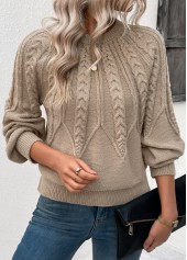 Long Sleeve Light Camel Round Neck Sweater