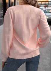 Light Pink Patchwork Geometric Print Long Sleeve Sweatshirt | thumb picture 