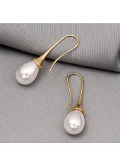 Golden Copper Pearl Teardrop Design Earrings