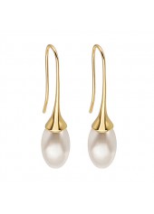 Golden Copper Pearl Teardrop Design Earrings | thumb picture 