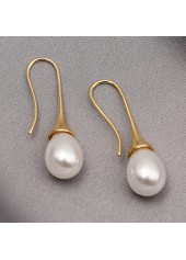 Golden Copper Pearl Teardrop Design Earrings | thumb picture 