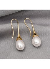 Golden Copper Pearl Teardrop Design Earrings | thumb picture 