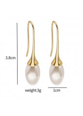 Golden Copper Pearl Teardrop Design Earrings | thumb picture 
