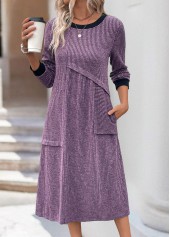 Plus Size Dusty Purple Tummy Coverage Long Sleeve Dress | thumb picture 
