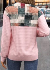 Pink Button Geometric Print Long Sleeve Sweatshirt | thumb picture 