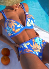 Circular Ring Floral Print Sky Blue Bikini Set | thumb picture 