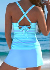 Criss Cross Striped Blue Tankini Set | thumb picture 