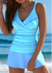 Criss Cross Striped Blue Tankini Set | thumb picture 