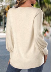 Plus Size Beige Embroidery Long Sleeve T Shirt | thumb picture 