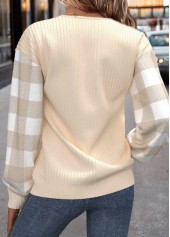 Plus Size Beige Patchwork Plaid Long Sleeve Sweatshirt | thumb picture 