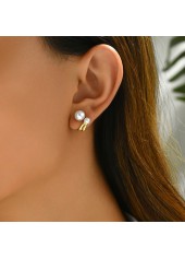Golden Alloy Pearl Design Geometric Earrings | thumb picture 