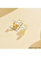 Golden Alloy Pearl Design Geometric Earrings | thumb picture 