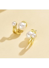 Golden Alloy Pearl Design Geometric Earrings | thumb picture 