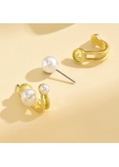 Golden Alloy Pearl Design Geometric Earrings | thumb picture 