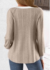 Light Coffee Patchwork Long Sleeve Round Neck Sweatshirt | thumb picture 